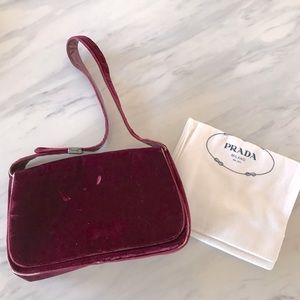 Prada velvet shoulder bag with scratches
